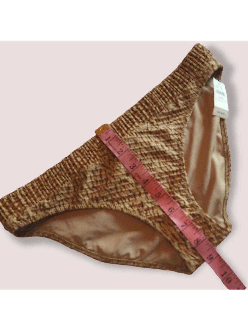 New Aerie Animal Print Bikini Bottoms Neutral Tan Ribbed Texture - Picture 4 of 9